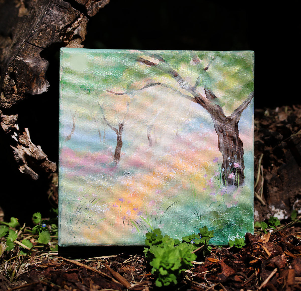 Sun light and meadow impressionist style painting
