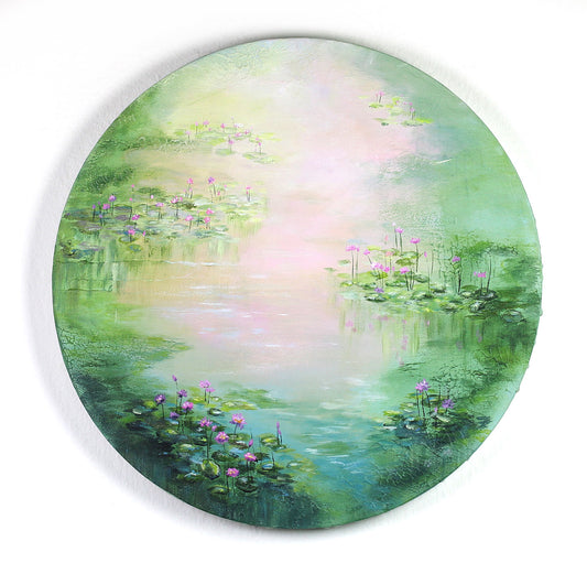 Round lotus painting