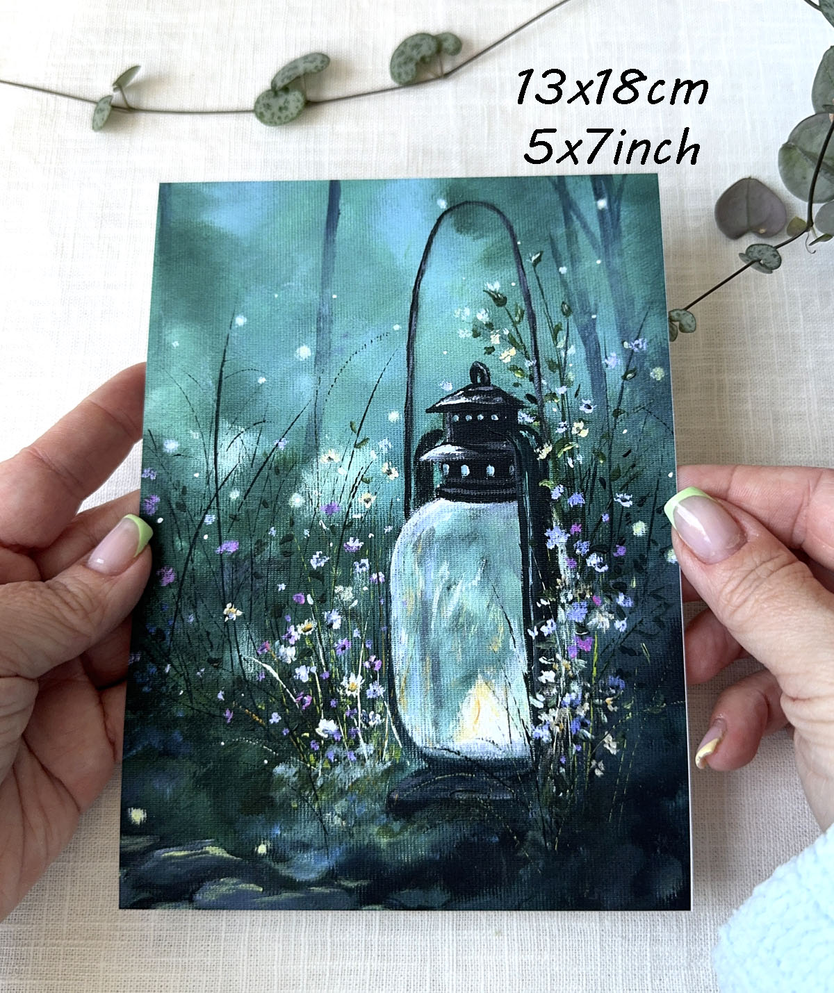 Fine art print magical lantern in a faerie forest