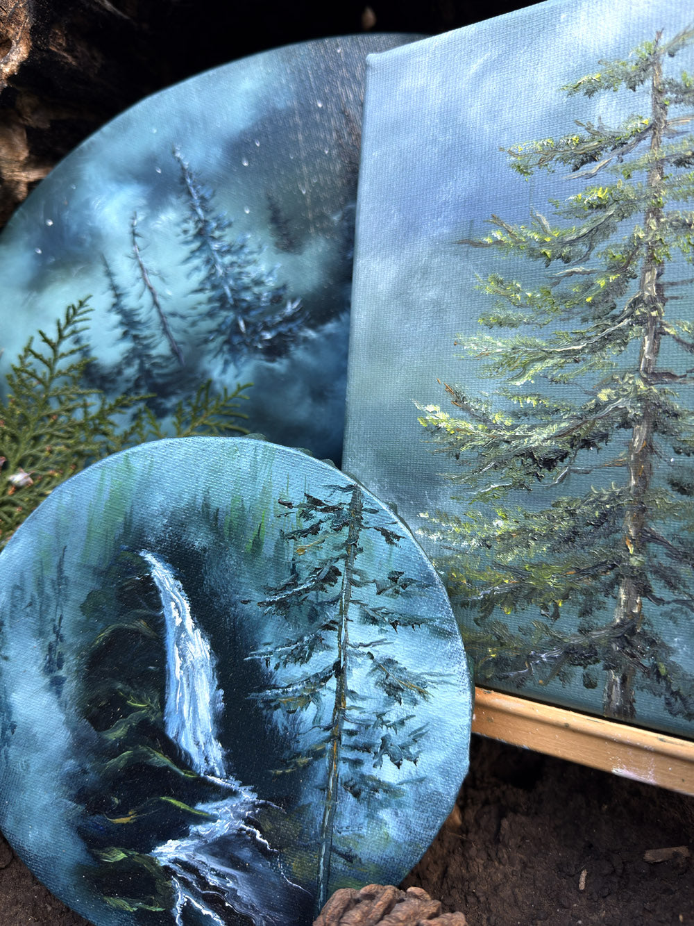 Art collection of small oil paintings nature inspired
