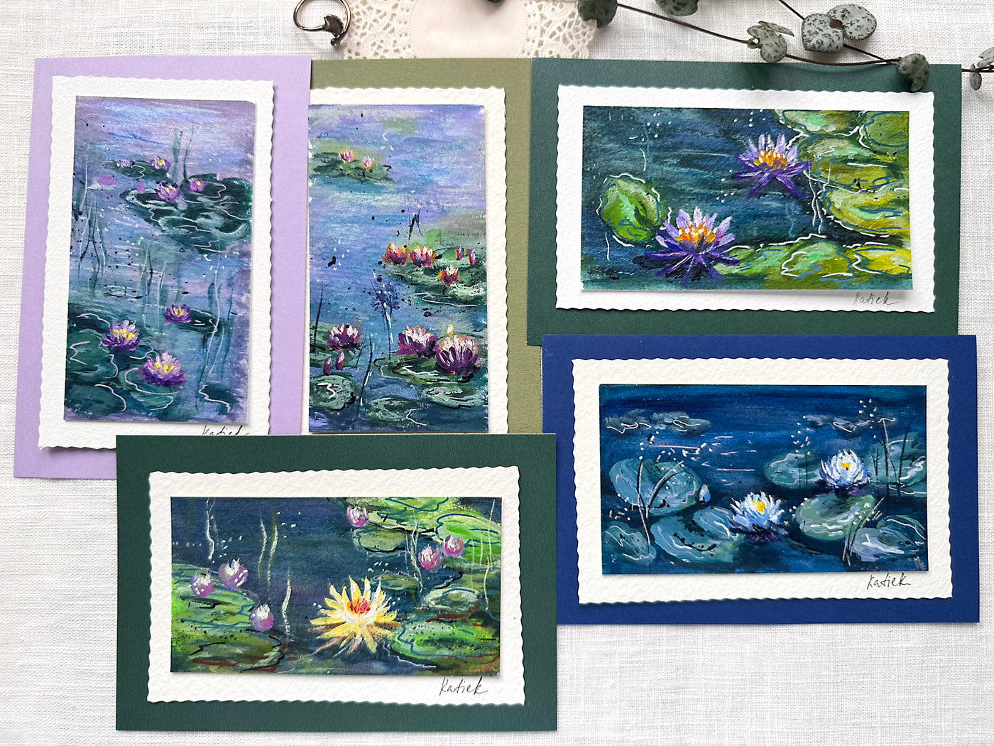 Art collection of original waterlilies ponds paintings