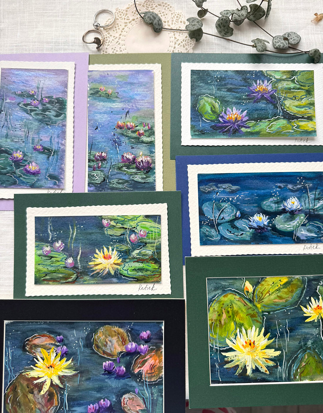 Art collection of original waterlilies ponds paintings