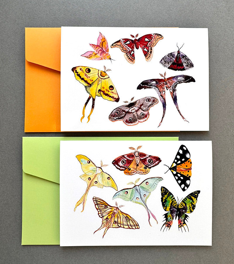 Birth Month Moths - Set of 2 Greeting Cards