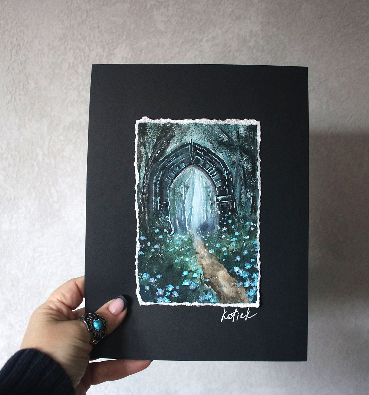Mystic forest portal small painting