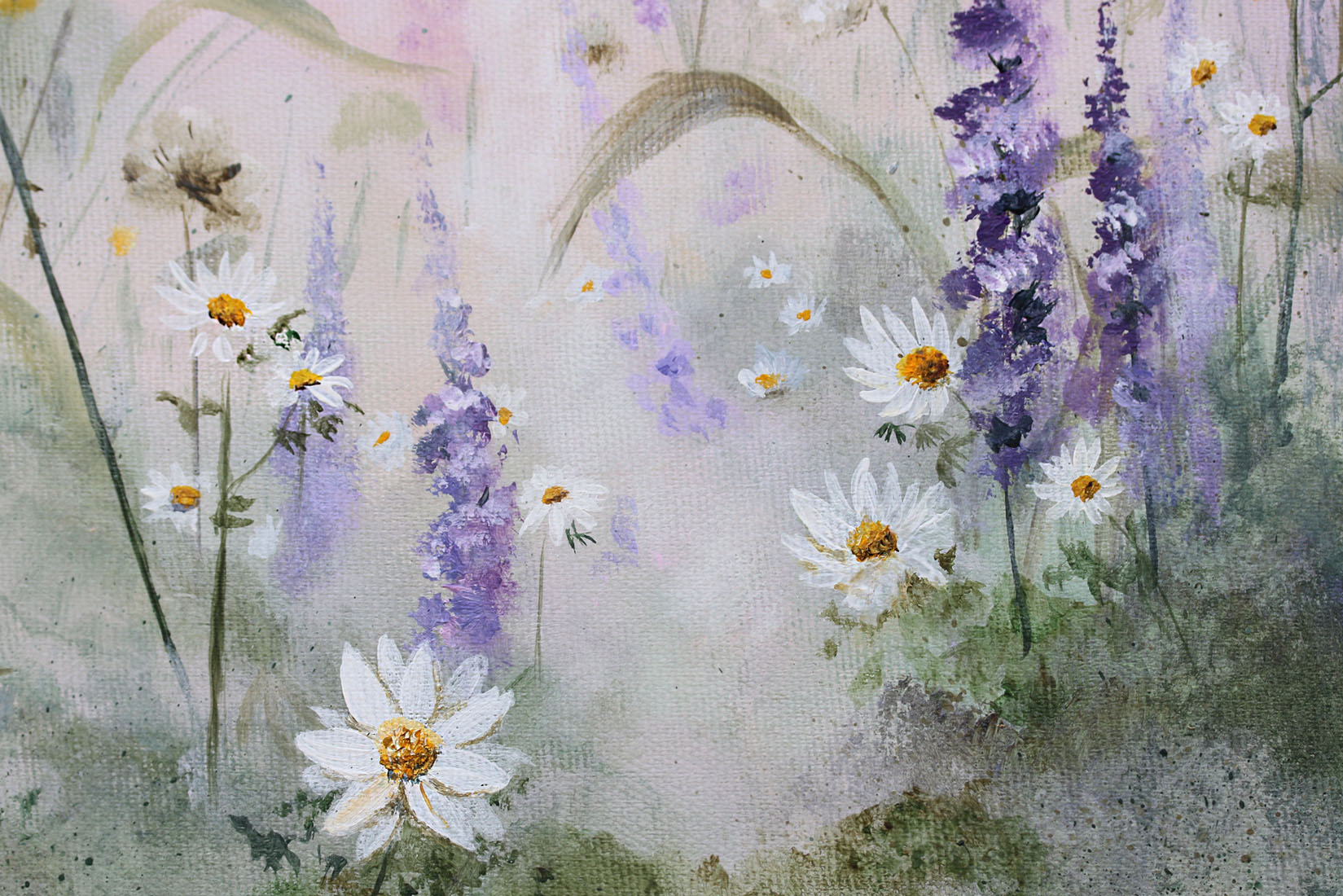 Blooming field of wildflowers original painting