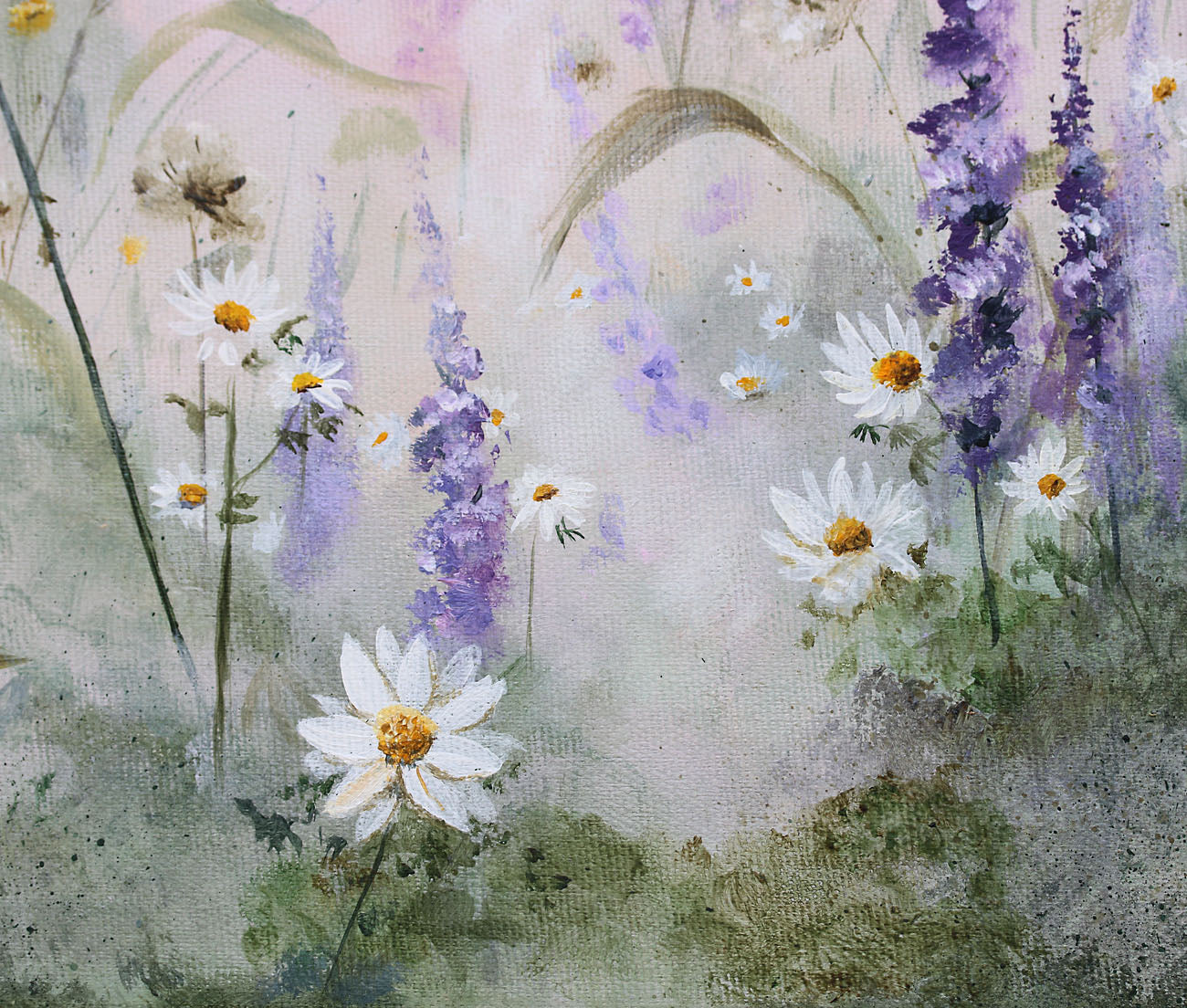 Blooming field of wildflowers original painting