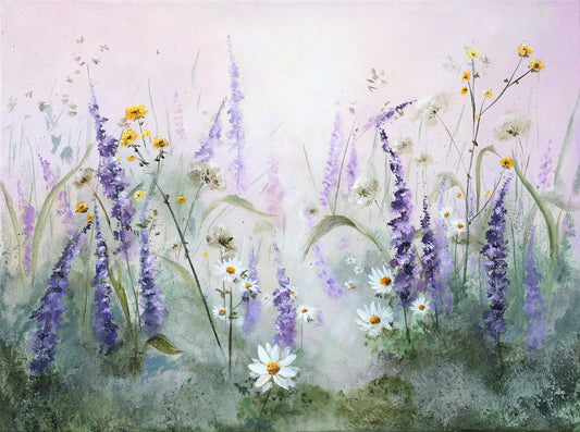 Blooming field of wildflowers original painting