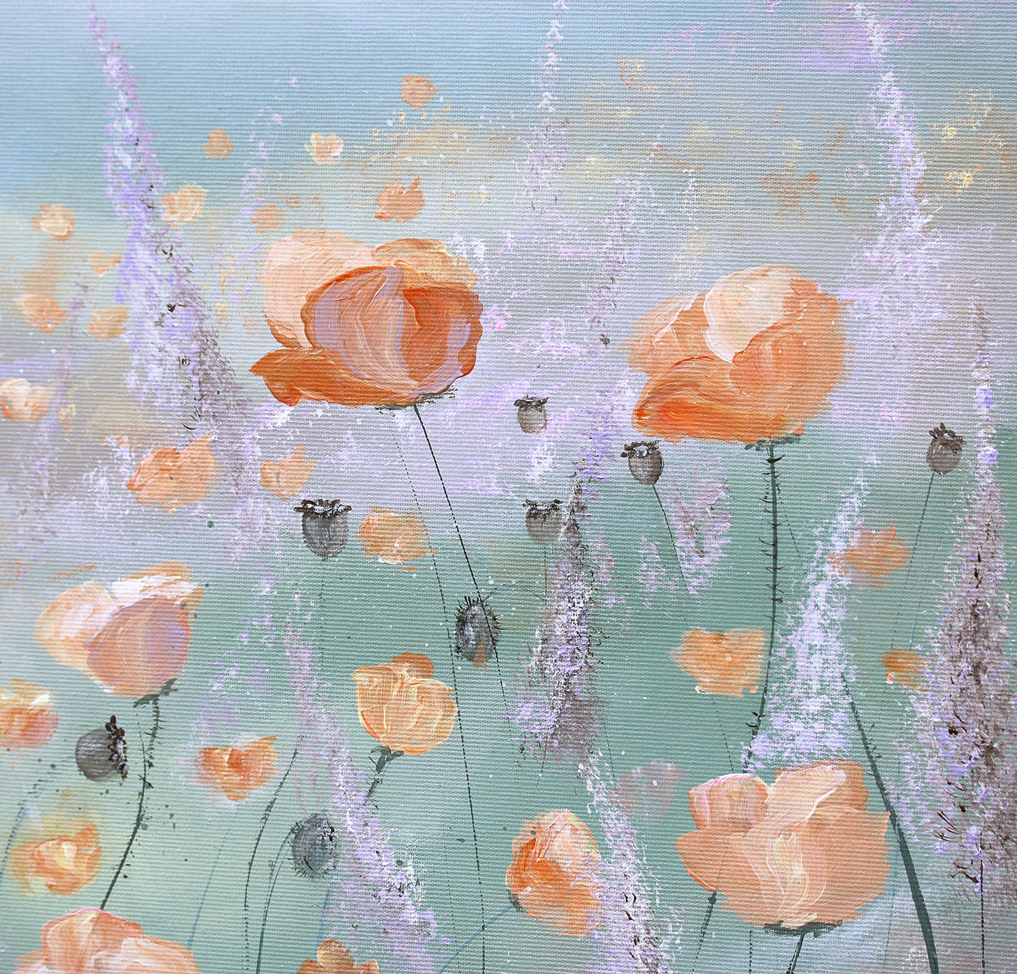 Dew kissed poppies 80x80cm