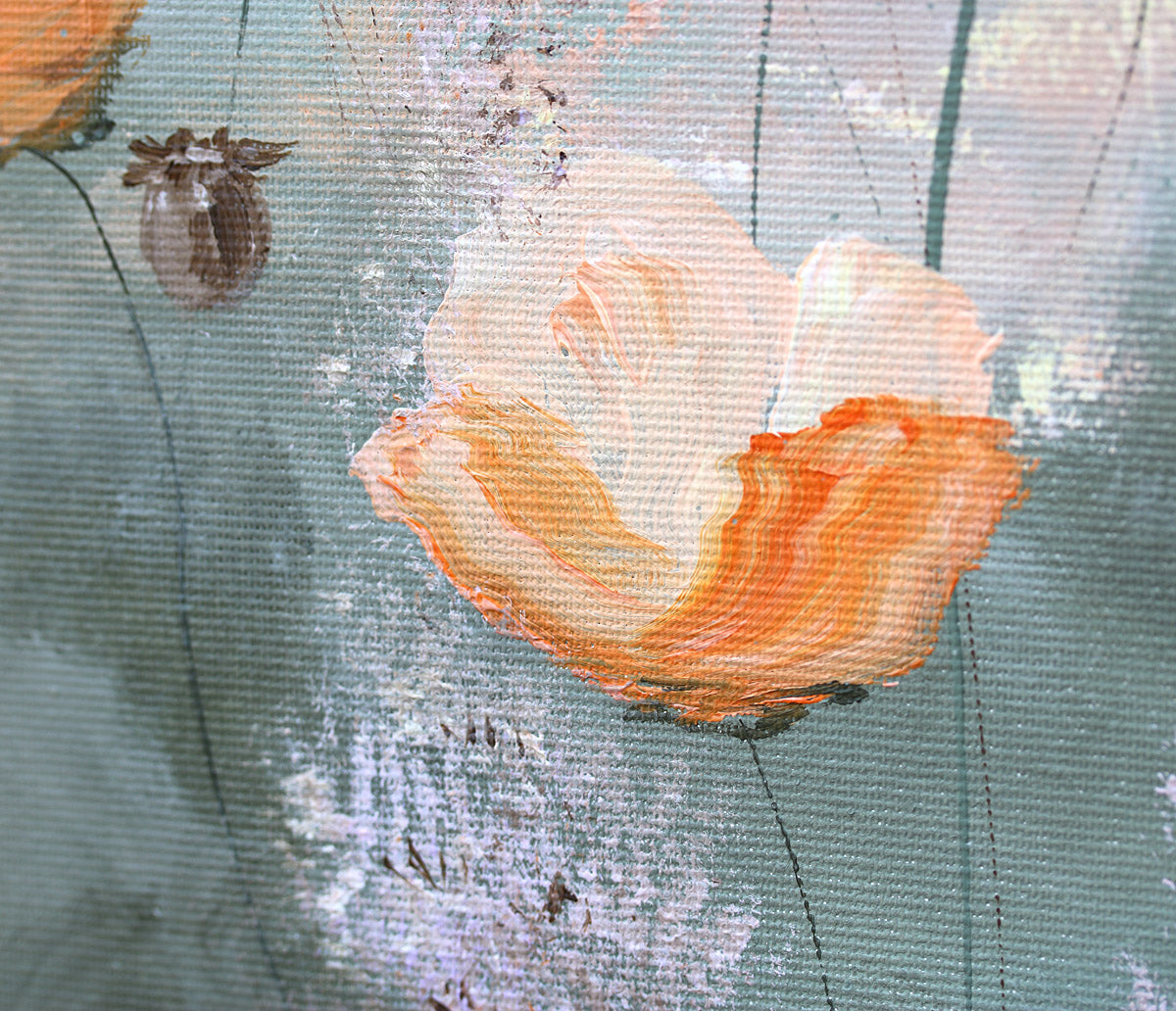 Dew kissed poppies 80x80cm
