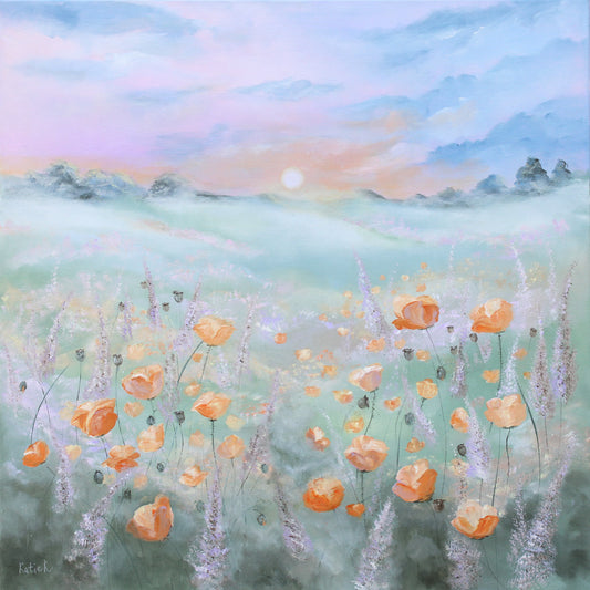 Dew kissed poppies 80x80cm