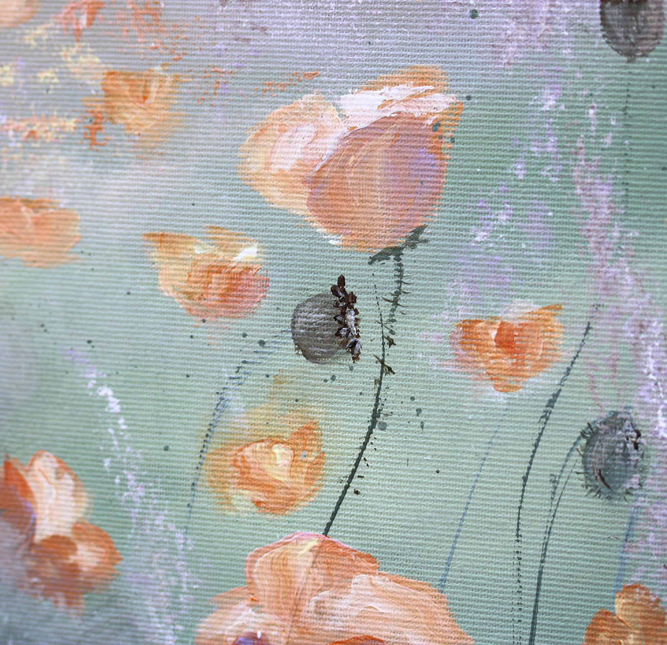 Dew kissed poppies 80x80cm