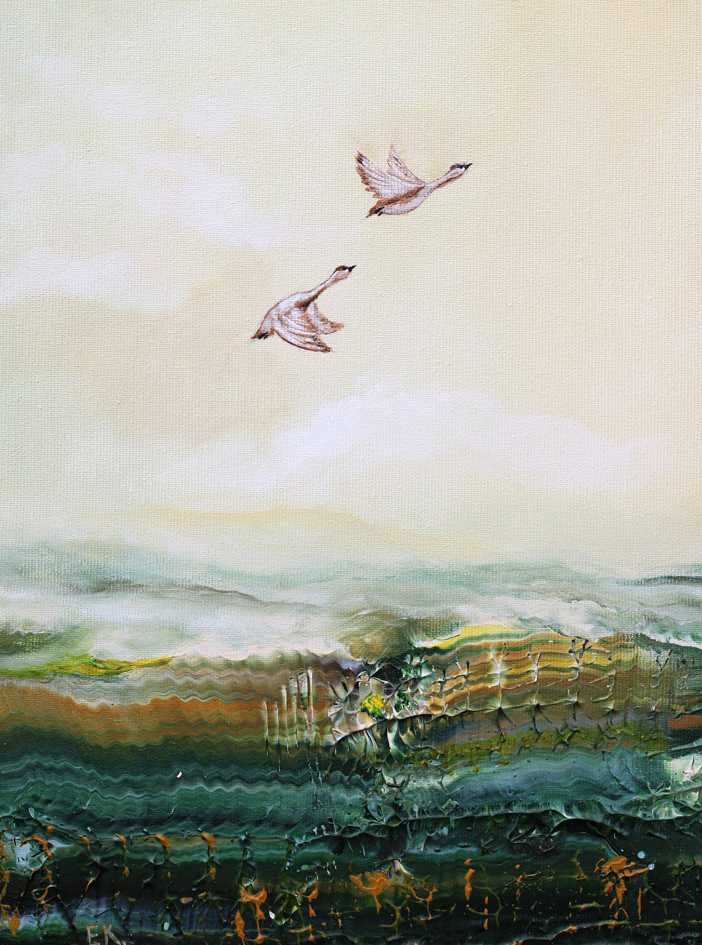 Flying over beloved hills (Záhorie) 50x40cm