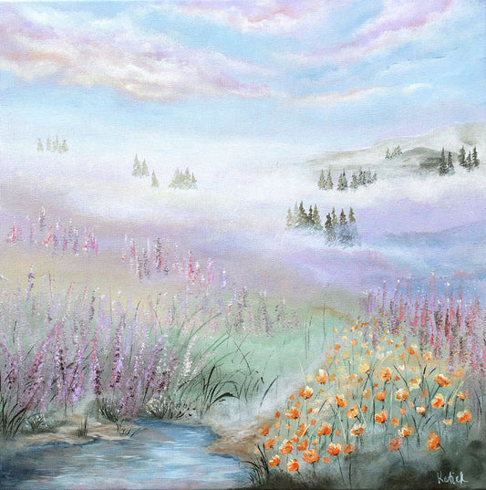 Pastel meadow fine art print dreamy painting