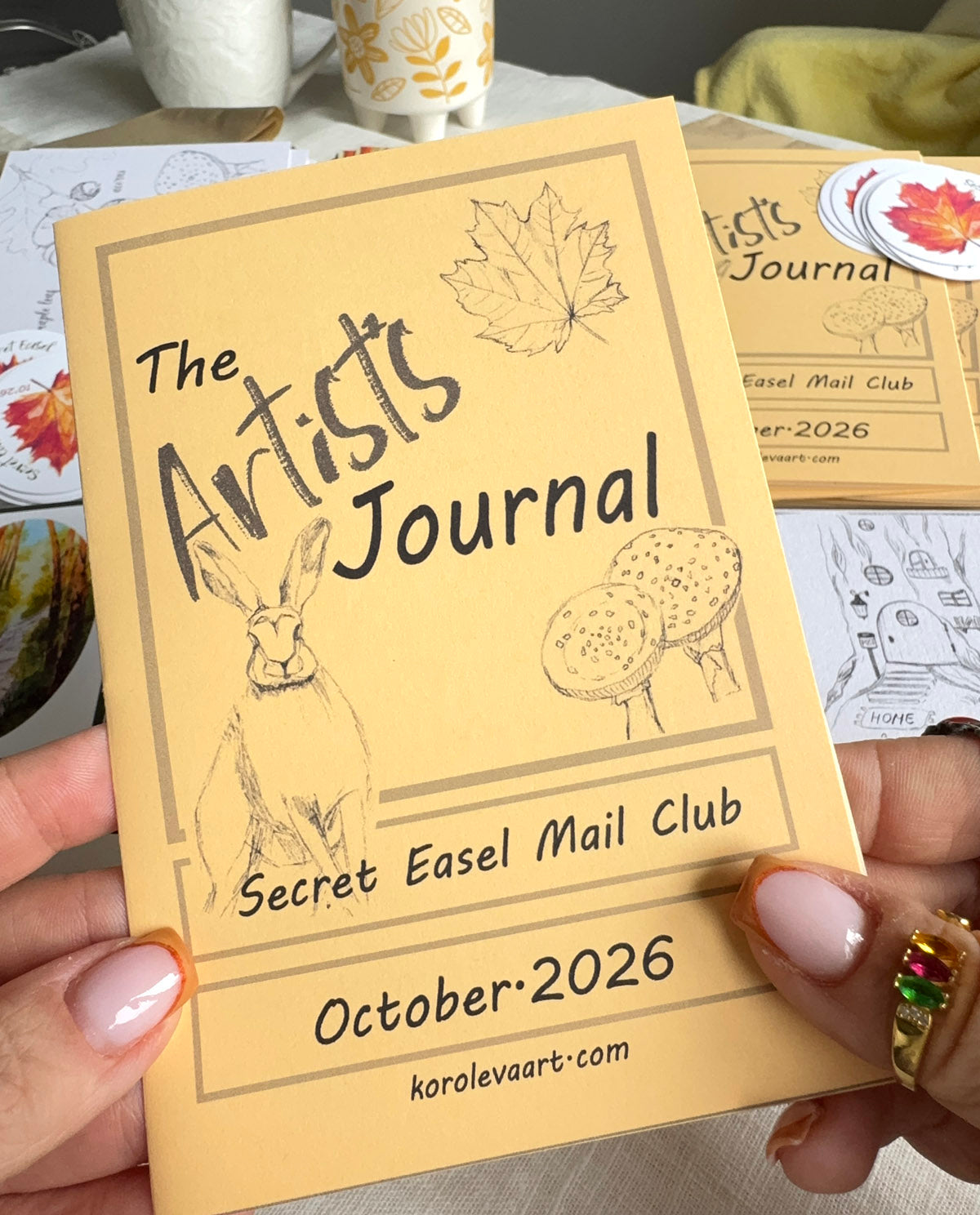 Secret Easel snail mail art club letter for October by KorolevaArt
