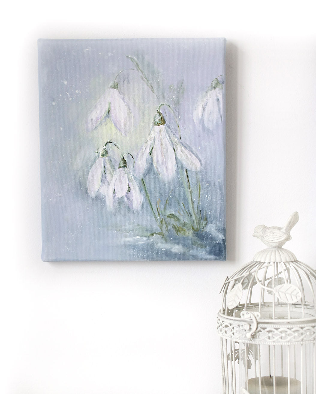 Snowdrops original painting by Katie Koroleva on a canvas