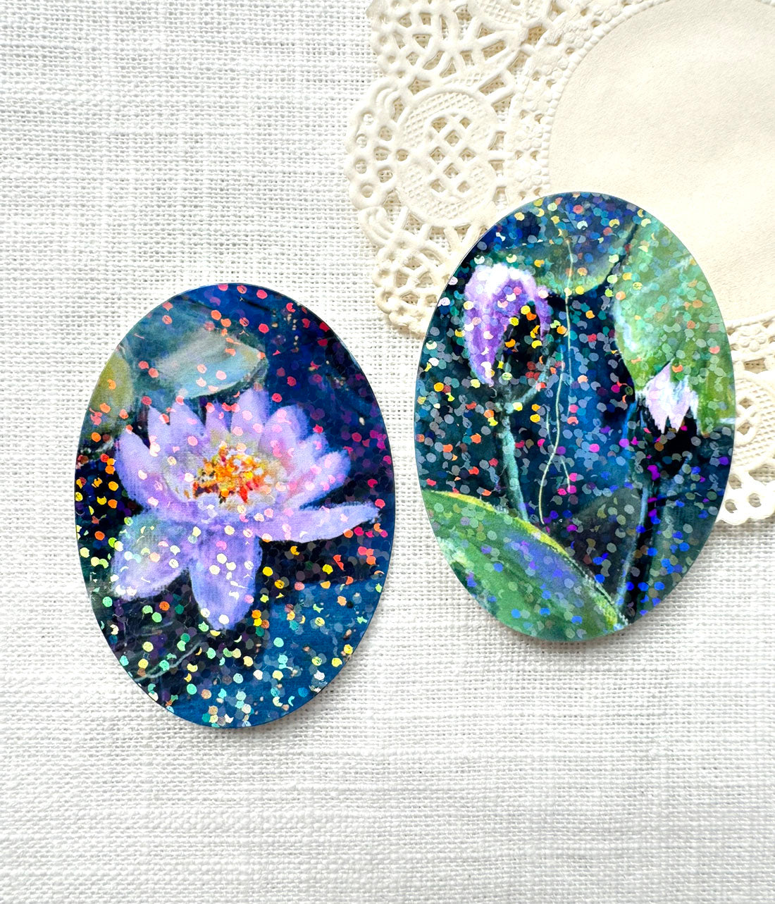 Waterlilies Oval Sticker Duo
