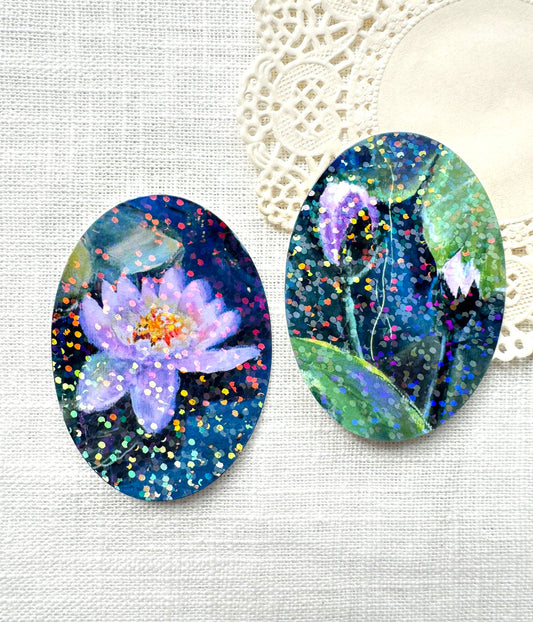 Waterlilies Oval Sticker Duo