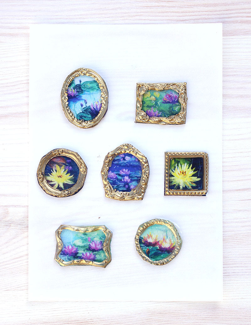 Miniature art Handmade wax seal art stickers Impressionist Lily pond