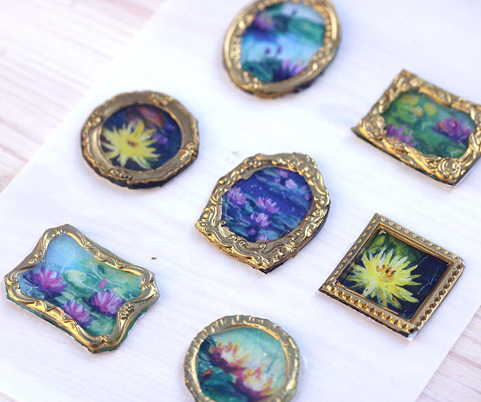 Miniature art Handmade wax seal art stickers Impressionist Lily pond