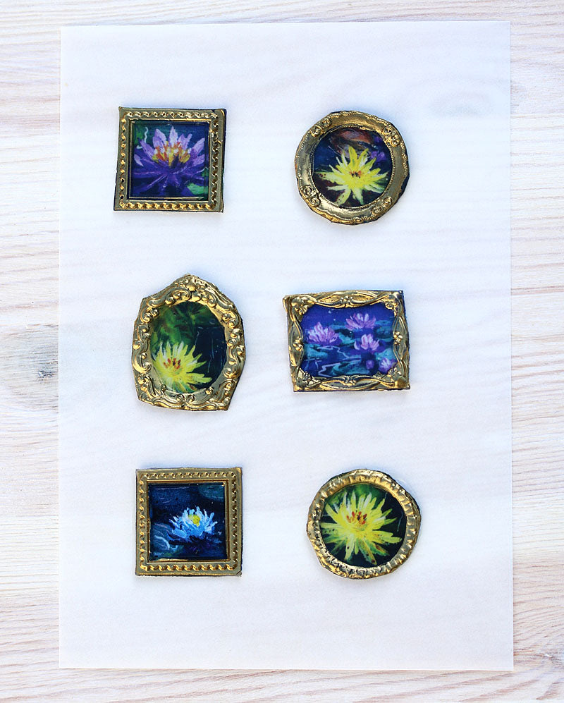 Miniature art Handmade wax seal art stickers Impressionist Lily pond