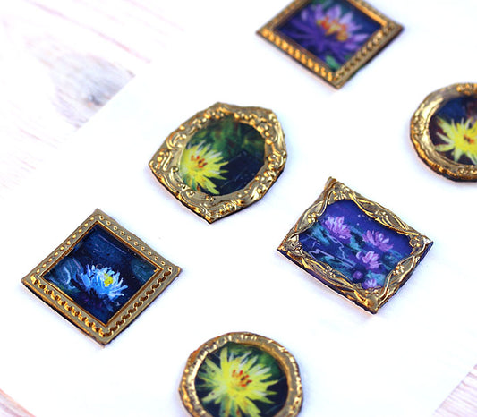 Miniature art Handmade wax seal art stickers Impressionist Lily pond