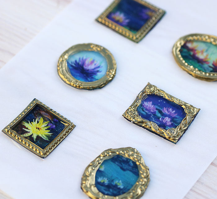 Miniature art Handmade wax seal art stickers Impressionist Lily pond