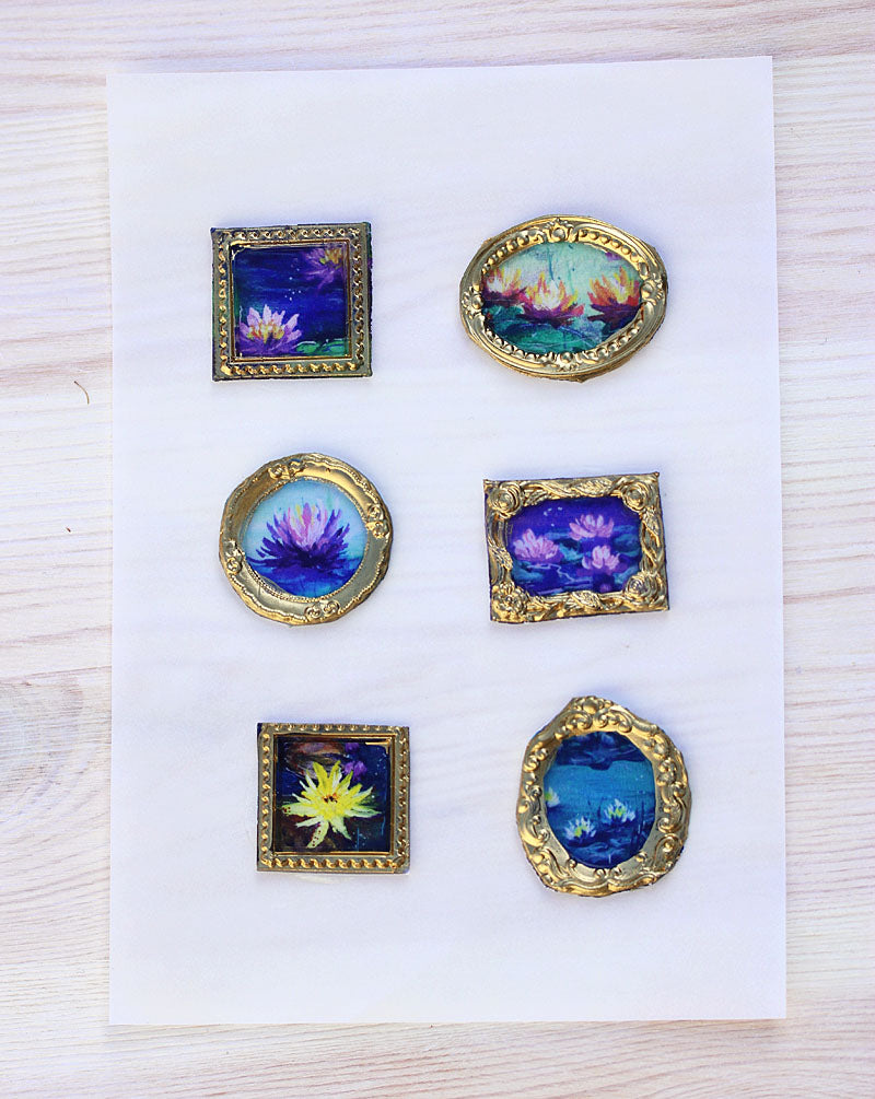 Miniature art Handmade wax seal art stickers Impressionist Lily pond