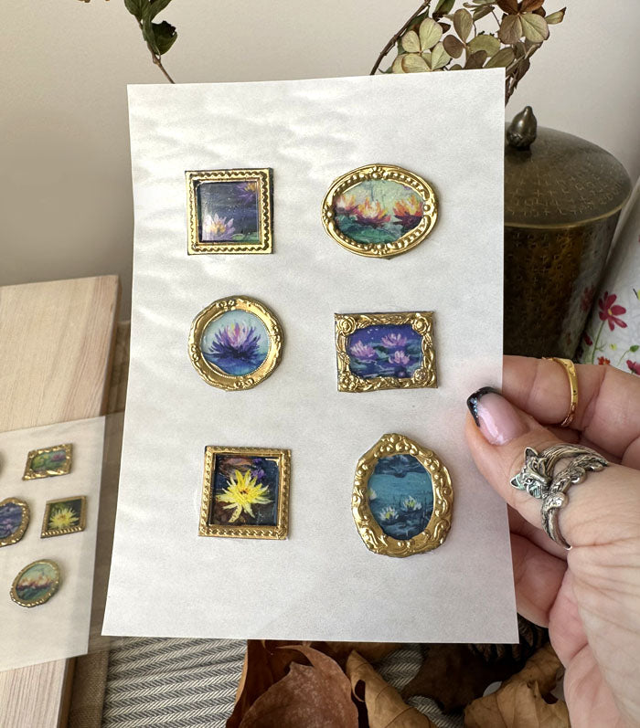 Miniature art Handmade wax seal art stickers Impressionist Lily pond