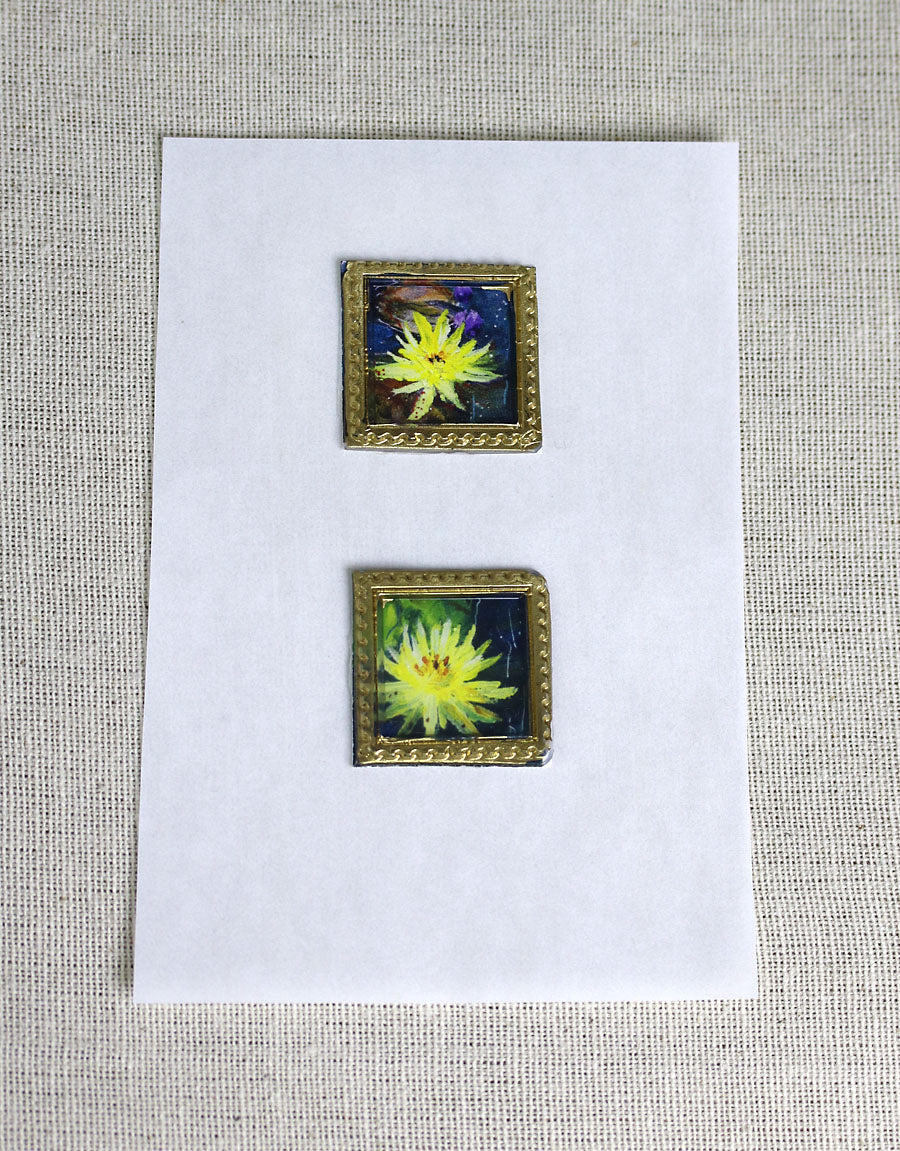 Water lily flowers handmade wax-style art stickers miniature doll house art