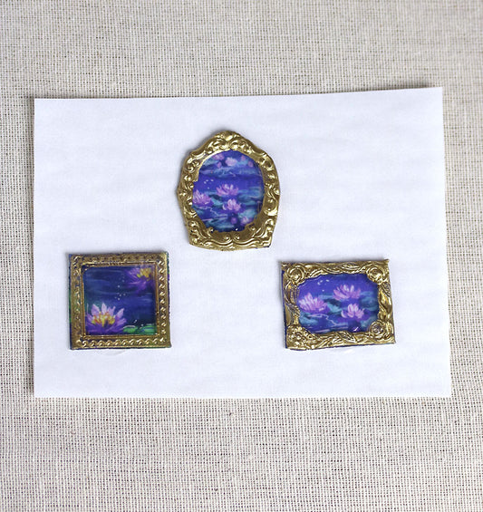 Water lily flowers handmade wax-style art stickers miniature doll house art