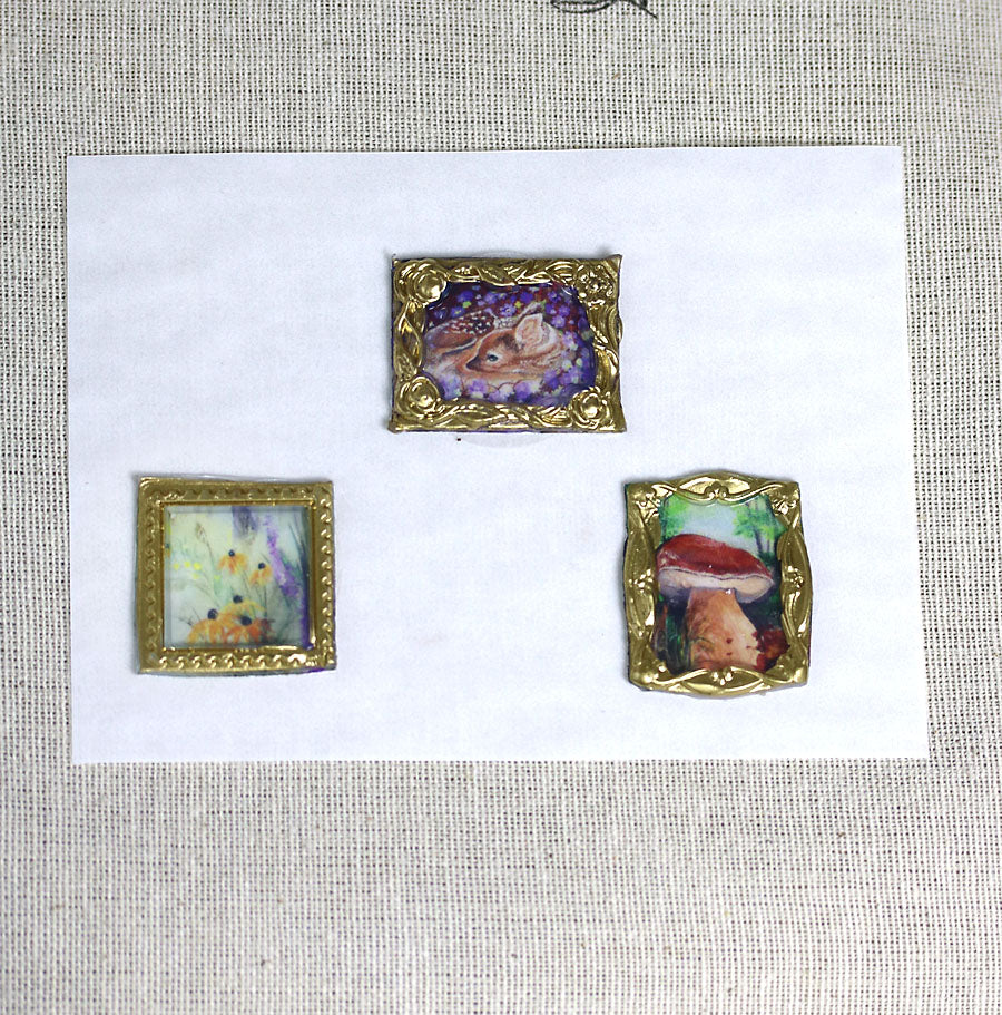 Autumn colored handmade wax-style art stickers miniature doll house art