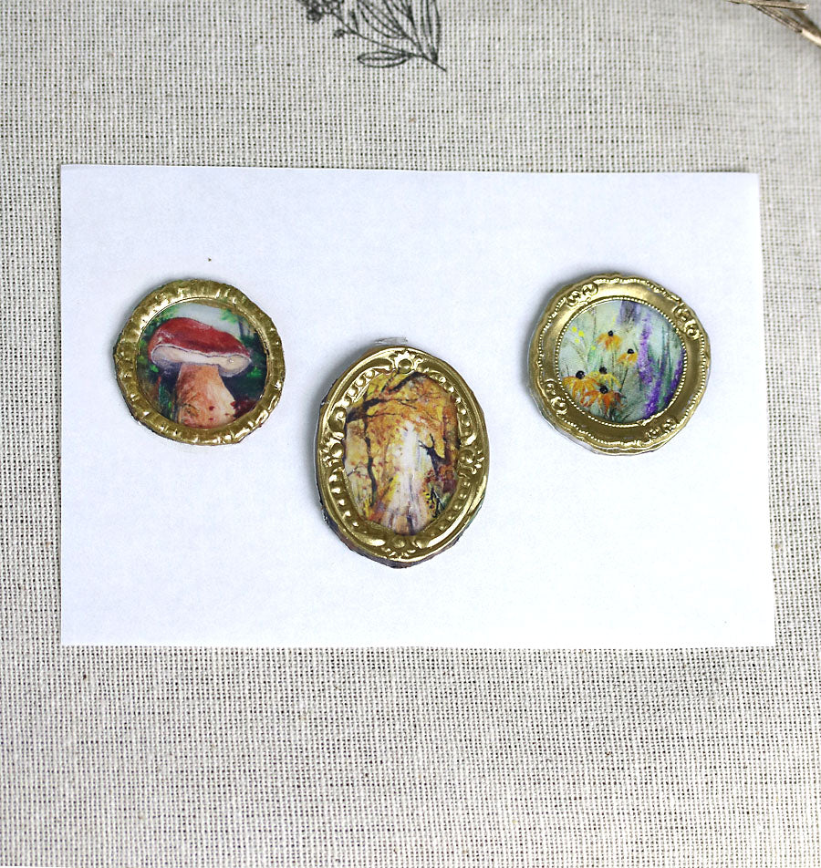 Autumn colored handmade wax-style art stickers miniature doll house art