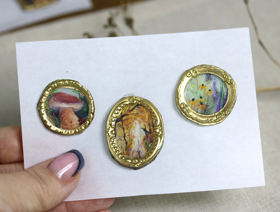 Autumn colored handmade wax-style art stickers miniature doll house art