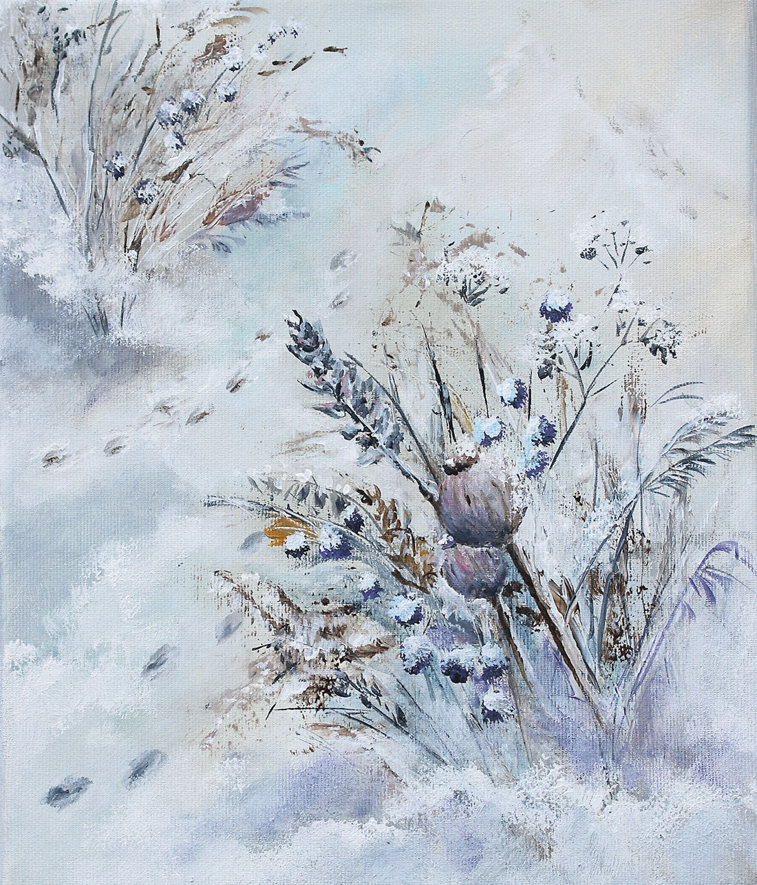 Winter floral painting in modern home decor