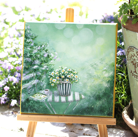 Morning coffee in the garden 20x20cm