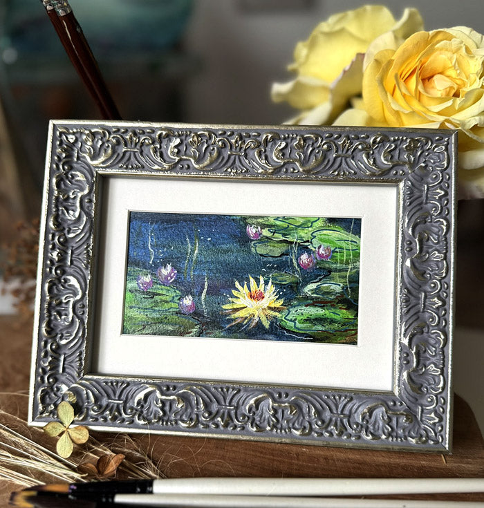 Impressionist style water lily pond painting